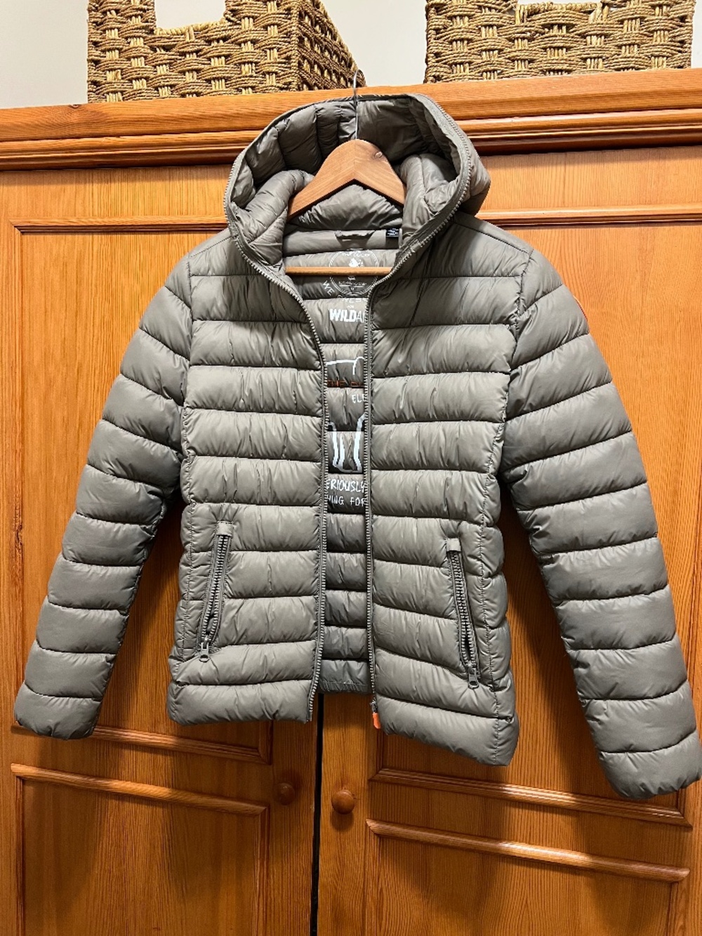 The Duck x WildAid Boys Hooded Puffer Gray Size 14